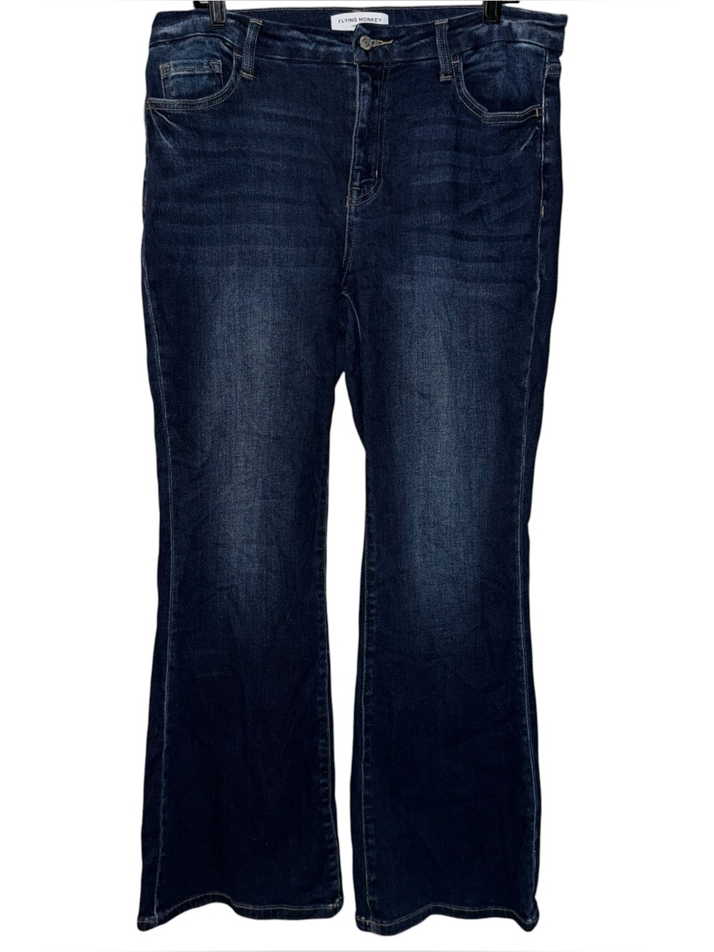 Flying Monkey Mid Rise Flare Stretch Jeans Adorable color dark indigo stretch 32 - Picture 4 of 13